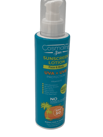 Cosmaline Suncreen Lotion Face & Body UVA + UVB SPF50 190ml - Quickmart